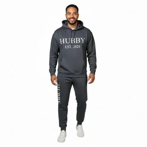 Personalized 3D Puff Embossed HUBBY Hoodie and Joggers Set
