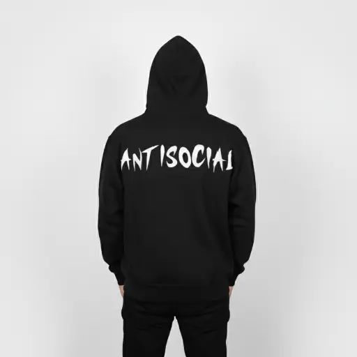 Antisocial - Embossed Puff Back Hoodie Black