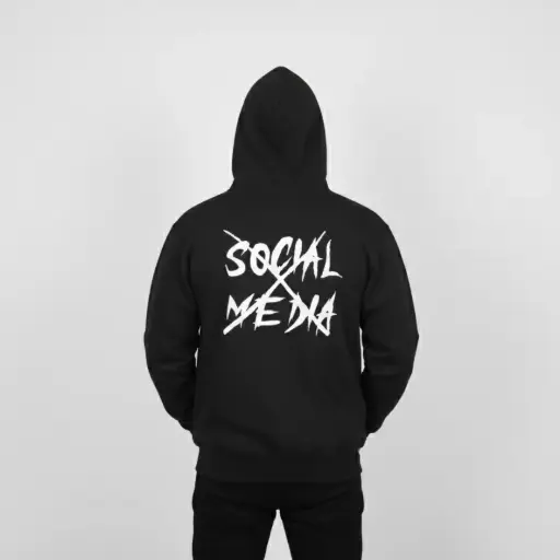 Social Media - Embossed Puff Back Hoodie Black