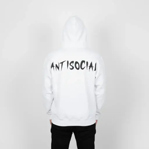 Antisocial - Embossed Puff Back Hoodie White