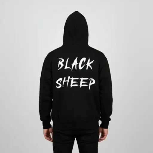 Black Sheep - Embossed Puff Back Hoodie Black