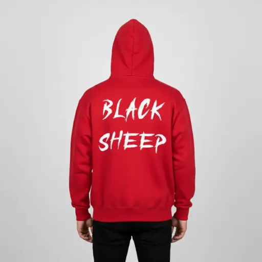 Black Sheep - Embossed Puff Back Hoodie Red