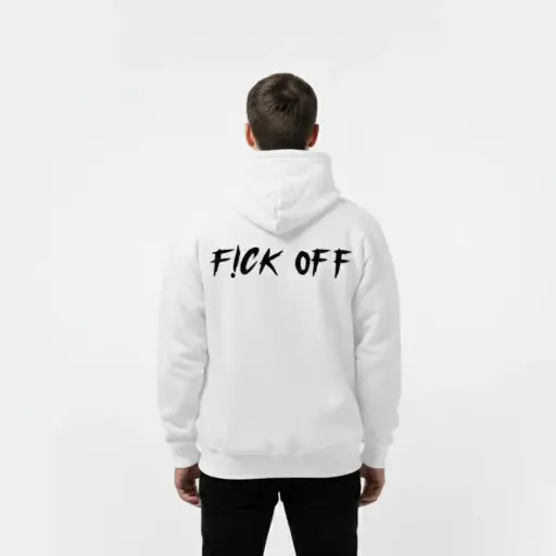 F!ck Off - Embossed Puff Back Hoodie White