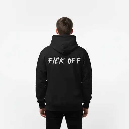 F!ck Off - Embossed Puff Back Hoodie Black