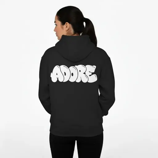 Adore - Embossed Valentines Black Hoodie