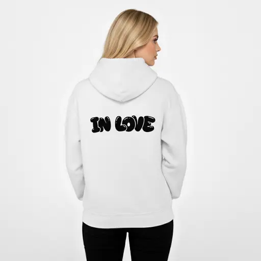 In Love - Embossed Valentines White Hoodie