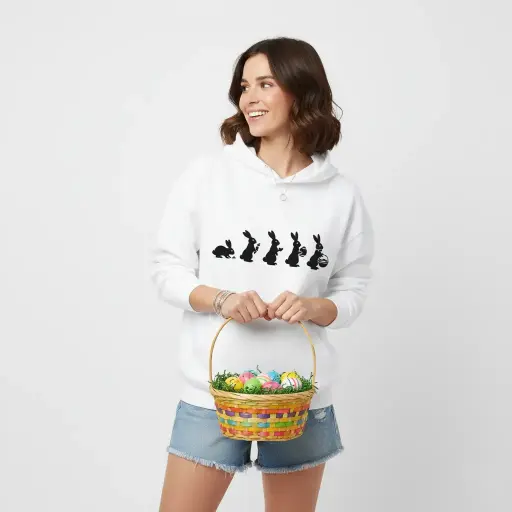 Easter Evolution - Embossed Easter White Hoodie