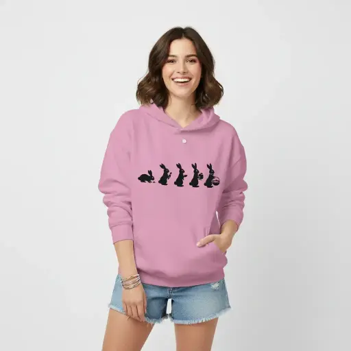 Easter Evolution - Embossed Easter Pink Hoodie