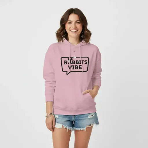 Rabbits - Embossed Easter Pink Hoodie