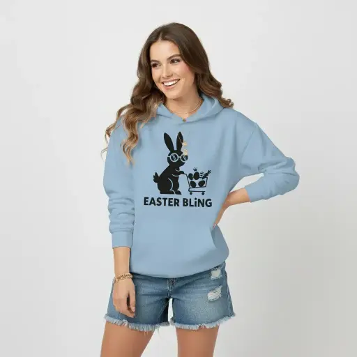 Easter Bling - Embossed Easter Blue Hoodie