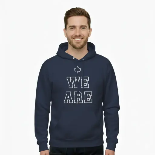 We Are Canadian - Embossed Canada Navy Hoodie