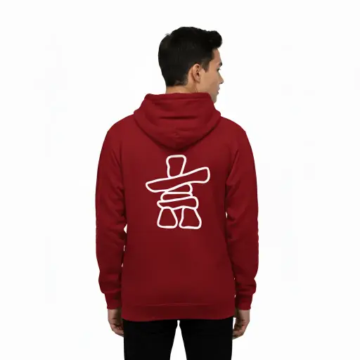 Inukshuk - Embossed Canada Red Hoodie