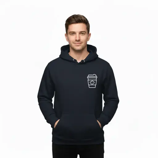 Double Double - Embossed Canada Navy Hoodie