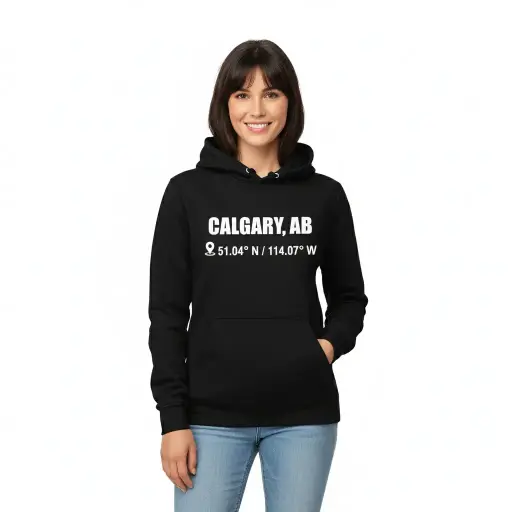 City Coordinates - Embossed Canada Black Hoodie