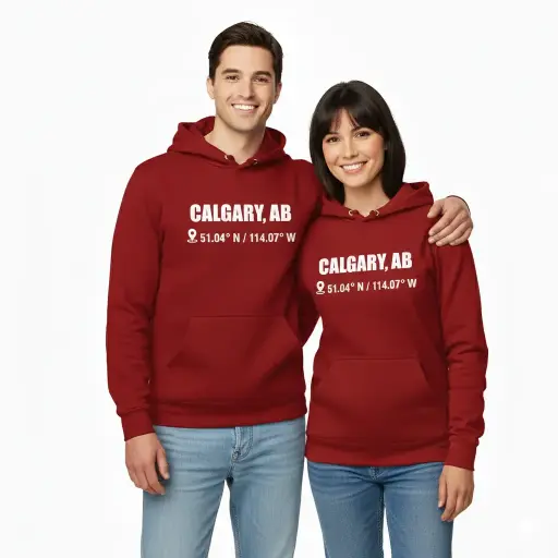 City Coordinates - Embossed Canada Red Hoodie