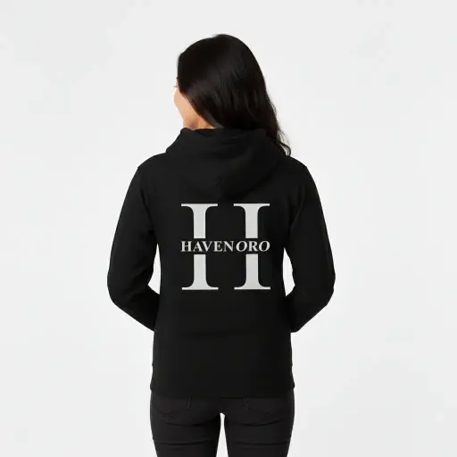 H - Havenoro - Embossed Essentials Black Hoodie