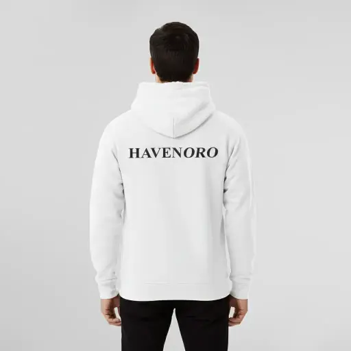 Havenoro - Embossed Essentials White Hoodie